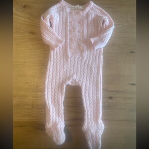 Hope & Henry Soft Footed Sweater Romper  Double Breasted Baby Pink Girl 0-3m Pre